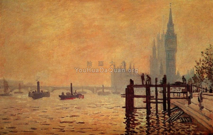 The Thames below Westminster - 克劳德·莫奈
